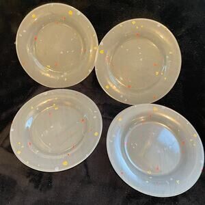 Farmhouse Wild Flower Frosted Glass 7.5 Salad/Dessert Plates Set of 4